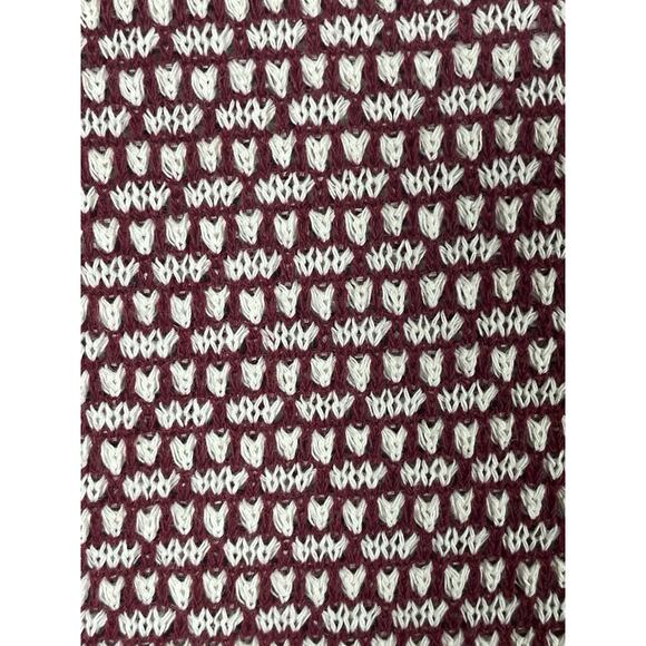 Sadie and Sage Textured Knit Cardigan Sz S Oversized Burgundy Cream Button Front - Picture 3 of 9